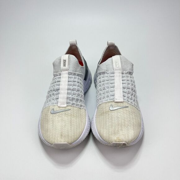 Nike Phantom Run Flyknit 2 True White Silver Slip-On Shoes Women's Size 6 - Picture 6 of 10